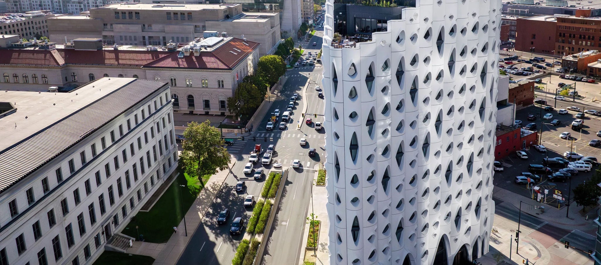 Populus, vue aérienne de la ville