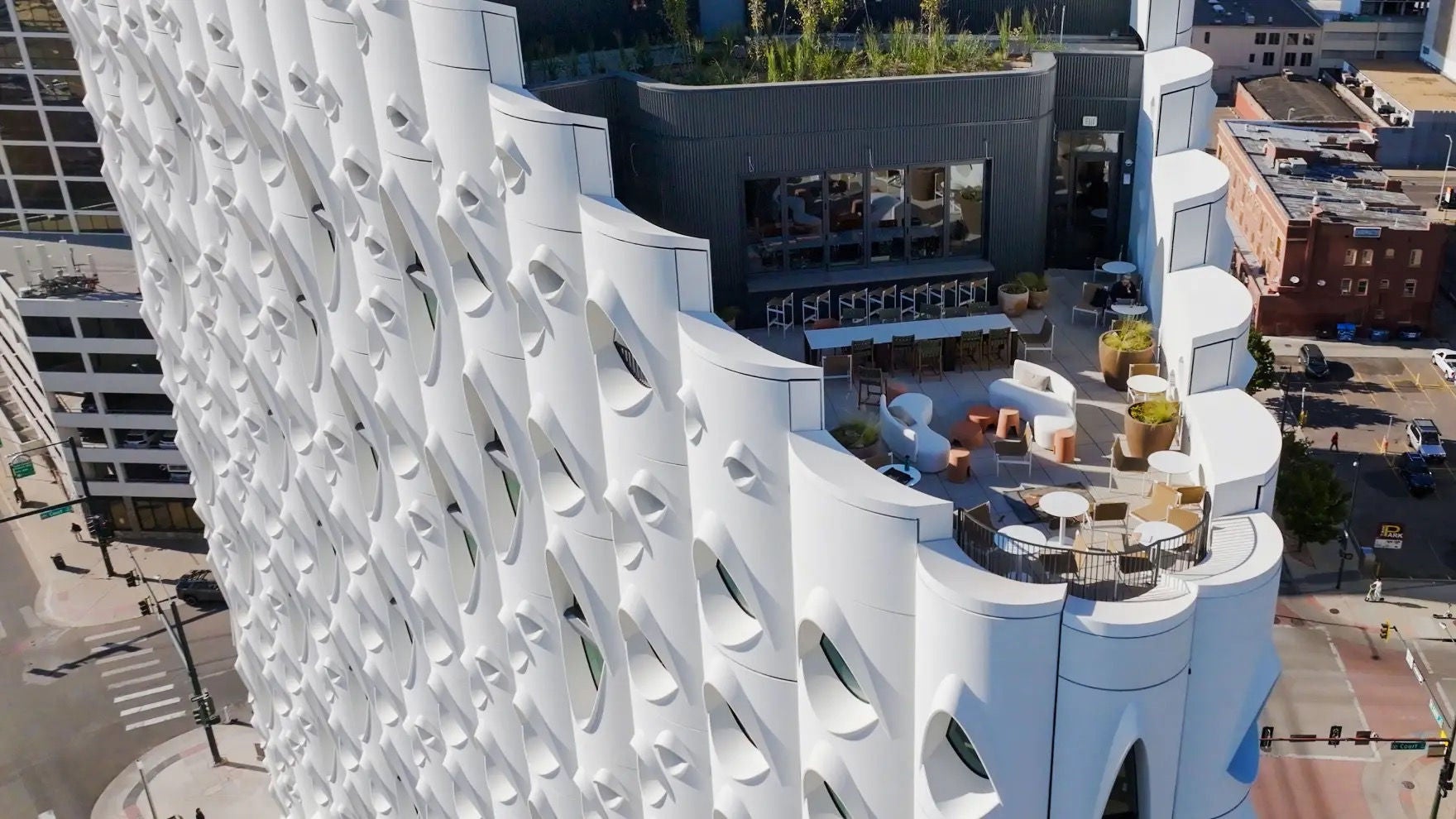 Vue aérienne de la toiture-terrasse de Populus